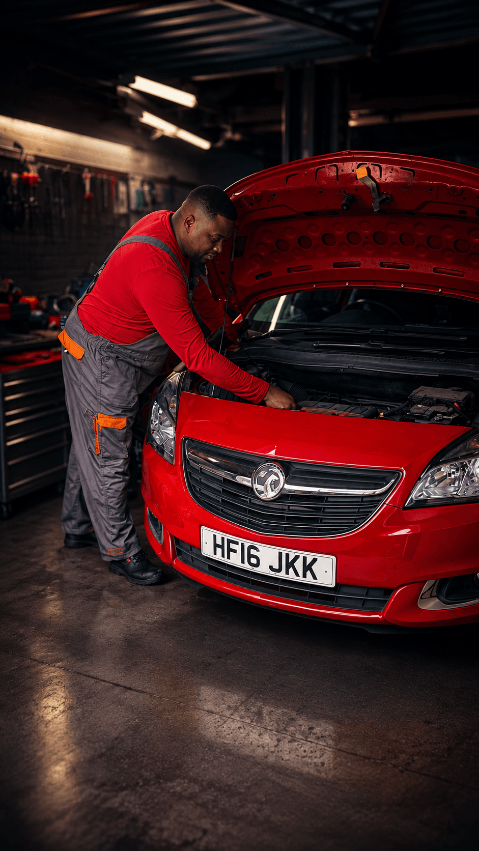 SOB Autofix technician carrying out workshop repair work