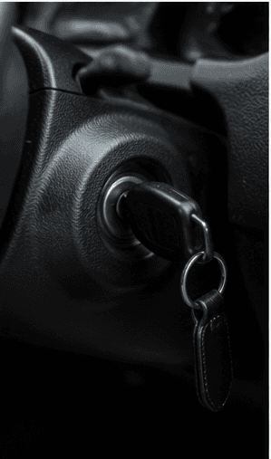 Vehicle ignition key in the start position