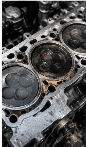 Detailed view of an engine cylinder head during fault investigation